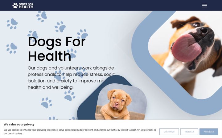 Screenshot of dogsforhealth.org.uk