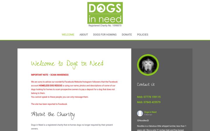 Snímek obrazovky dogsinneed.co.uk