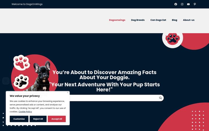 Screenshot of dogsonwings.com