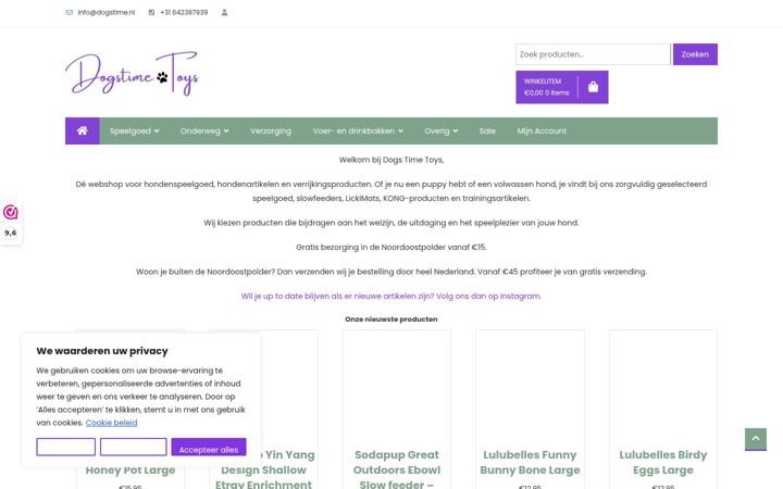 Screenshot ta' dogstimetoys.nl