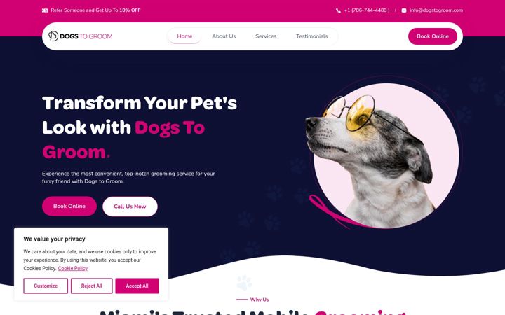 Screenshot of dogstogroom.com