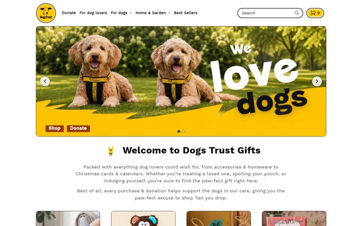 Screenshot of dogstrustgifts.com