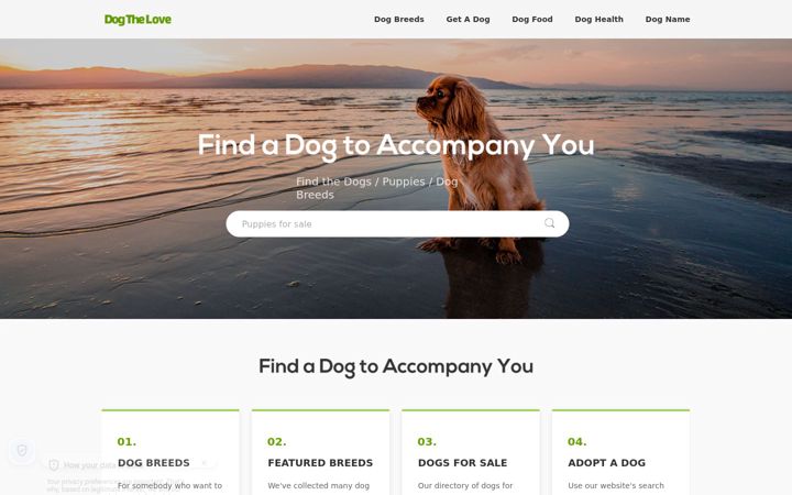 Screenshot of dogthelove.com