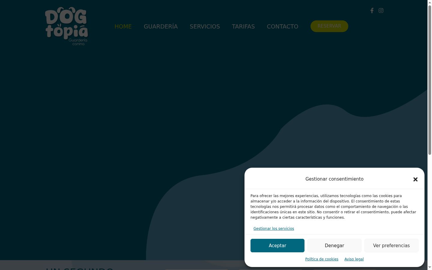 Screenshot del banner di consenso mostrato prima di qualsiasi interazione