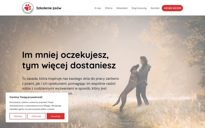 Snimka zaslona za dogtrainingsystem.pl