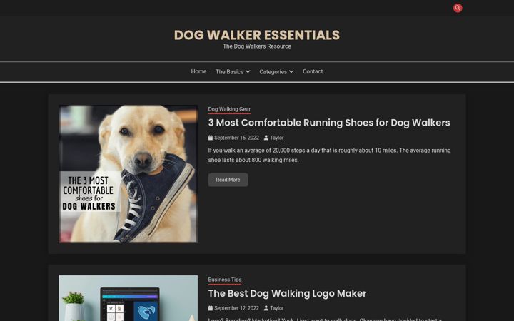 Screenshot of dogwalkeressentials.com