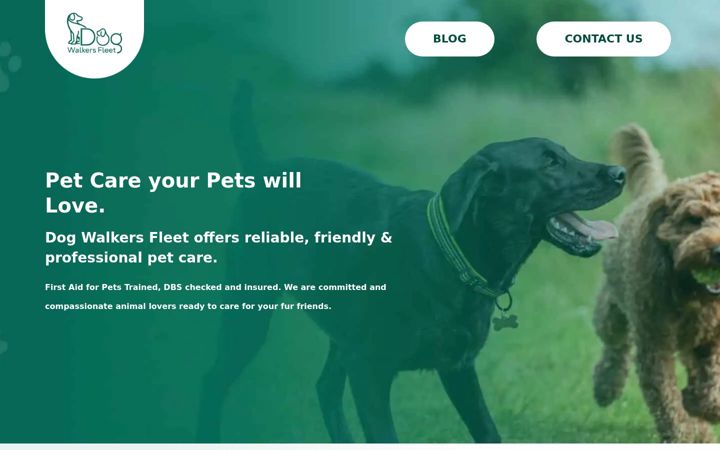 Screenshot of dogwalkersfleet.co.uk