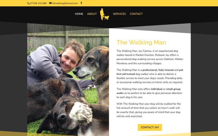 Screenshot of dogwalkingman.co.uk