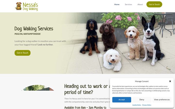 Screenshot of dogwalkingmoulton.co.uk
