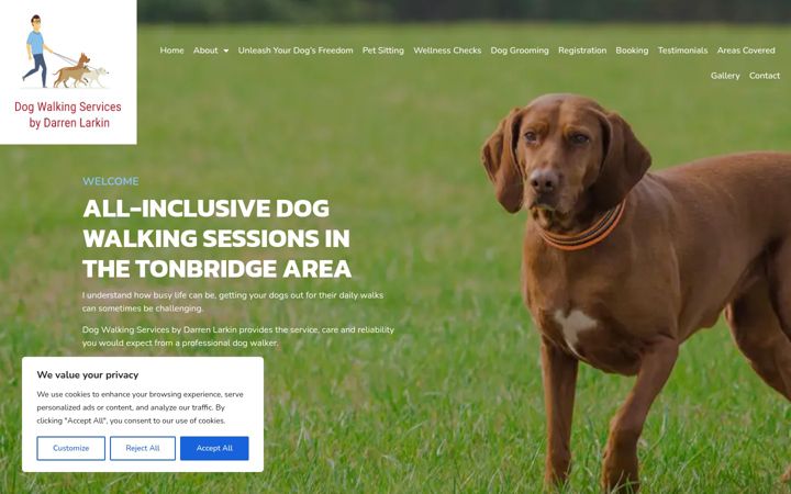 Screenshot of dogwalkingservicesdarrenlarkin.co.uk