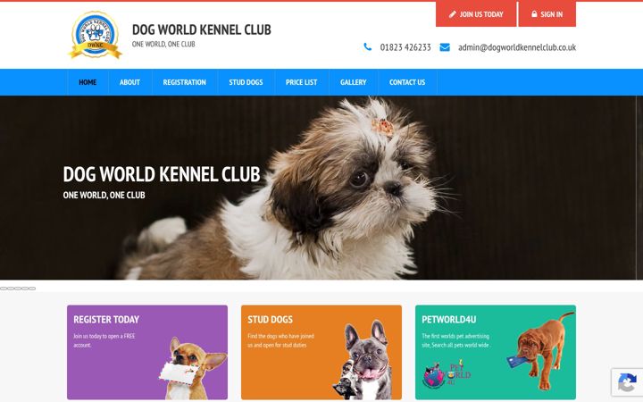Screenshot of dogworldkennelclub.co.uk
