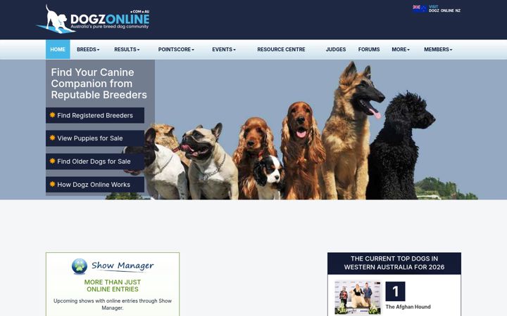 Screenshot of dogzonline.com.au