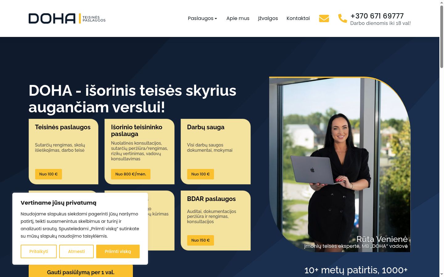 Kuvakaappaus suostumusbannerista, joka näytettiin ennen mitään vuorovaikutusta