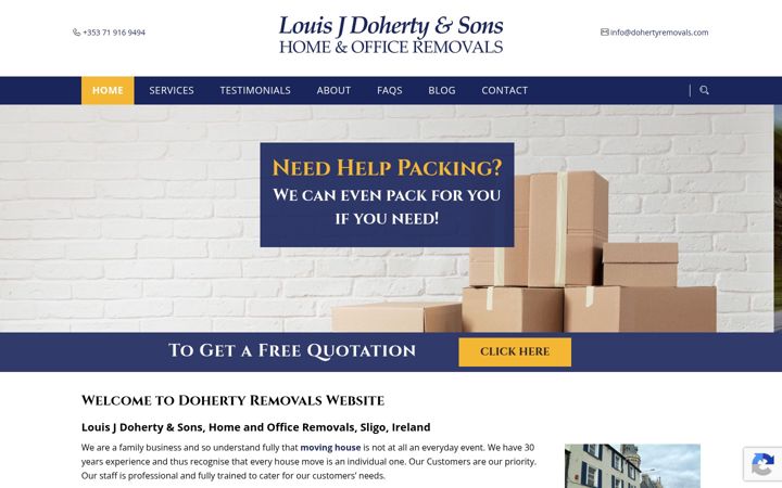 Screenshot of dohertyremovals.com