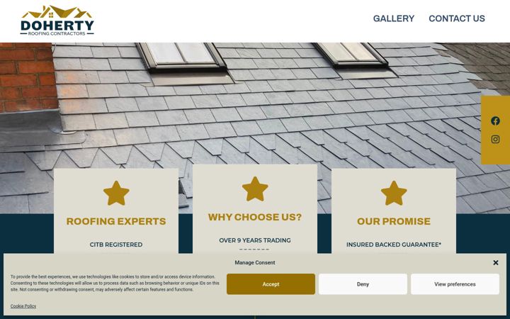 Screenshot of dohertyroofing.co.uk