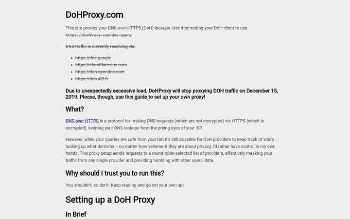 Screenshot of dohproxy.com