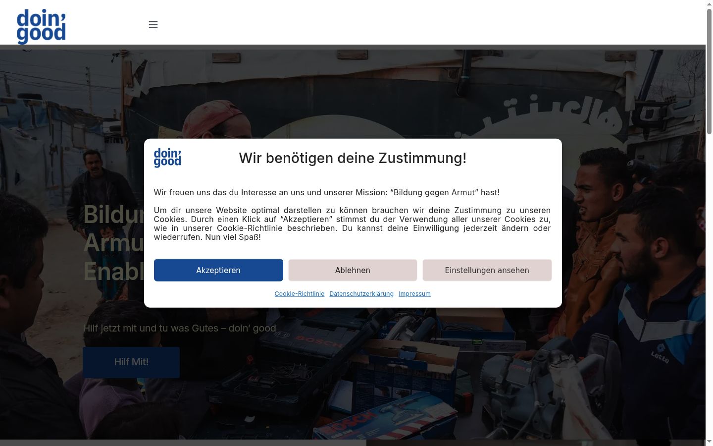 Snímek obrazovky baneru souhlasu zobrazeného před jakoukoli interakcí