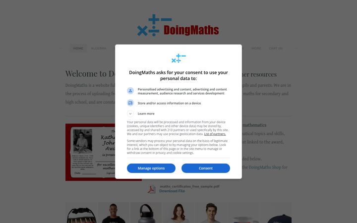 Screenshot of doingmaths.co.uk