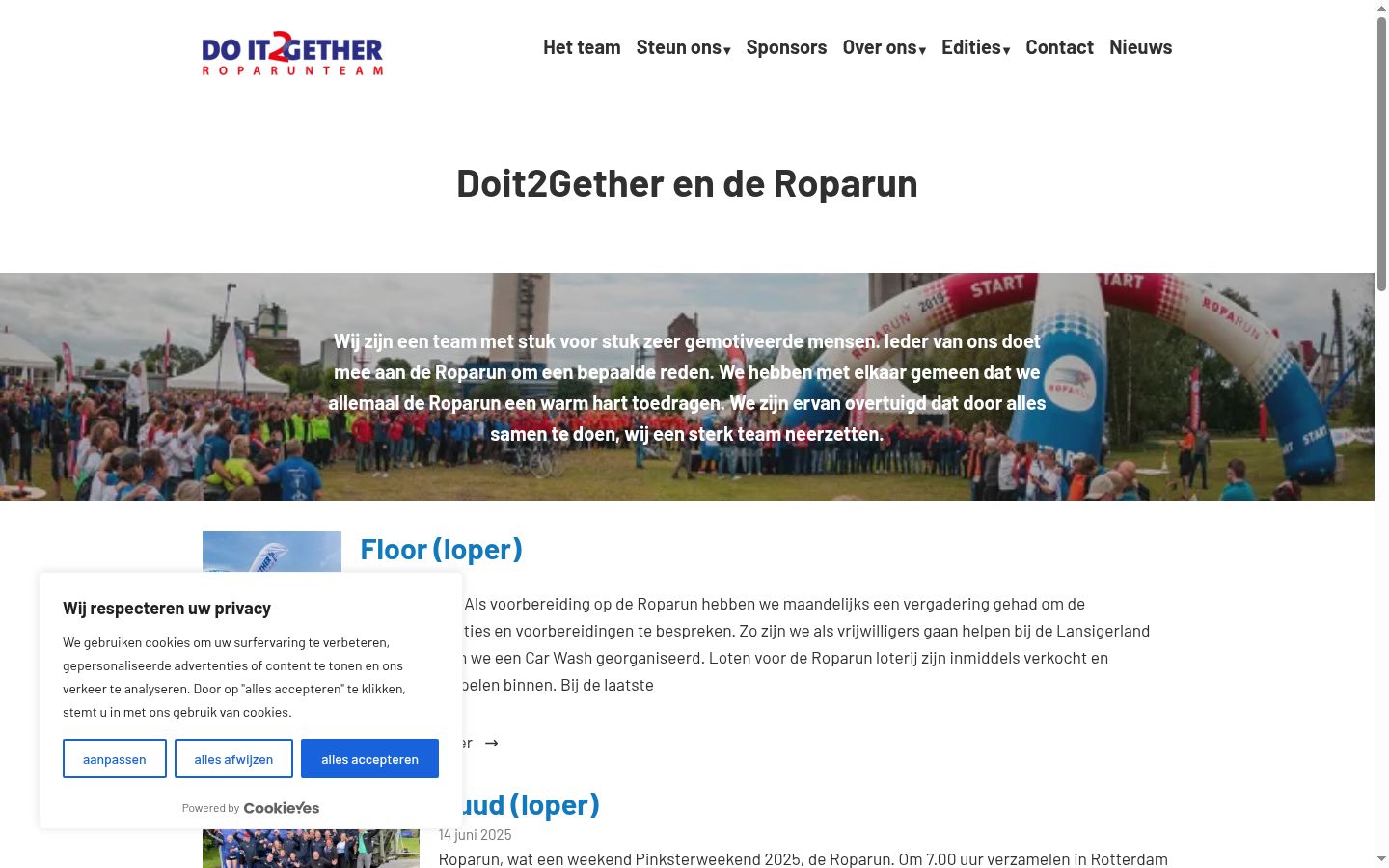 Captura de ecrã do banner de consentimento apresentado antes de qualquer interação