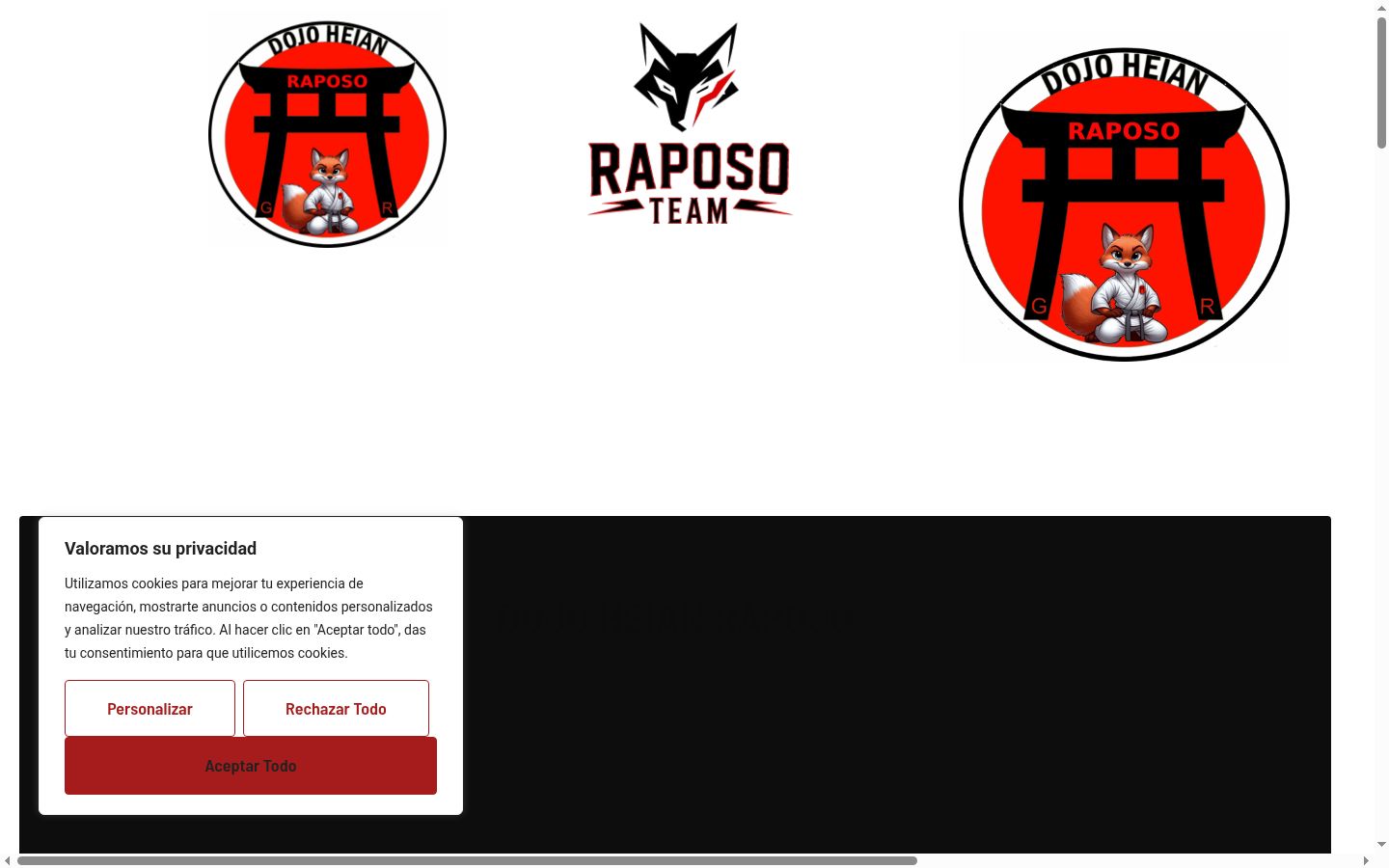 Captura de pantalla del banner de consentimiento mostrado antes de cualquier interacción