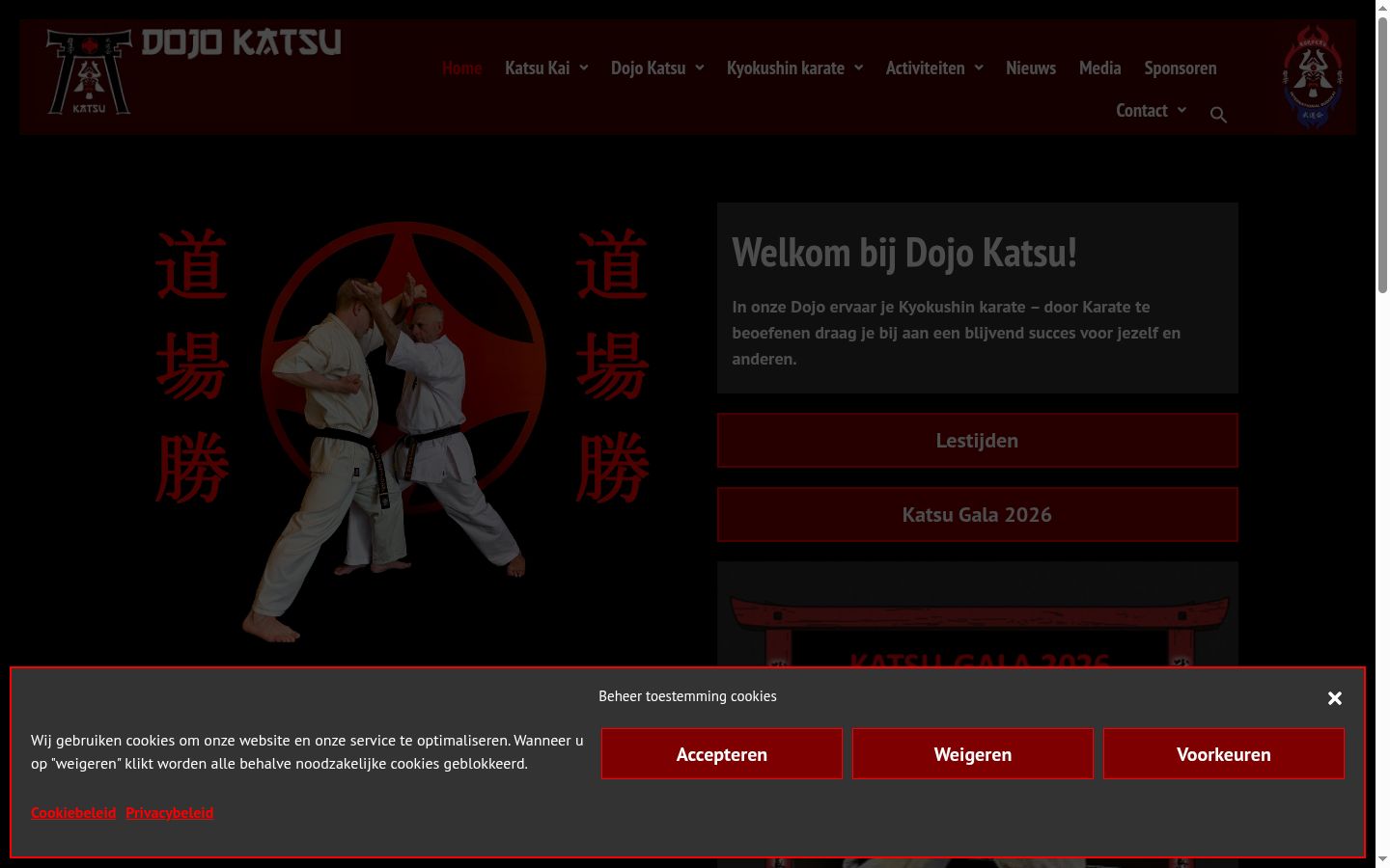 Captura de pantalla del banner de consentimiento mostrado antes de cualquier interacción