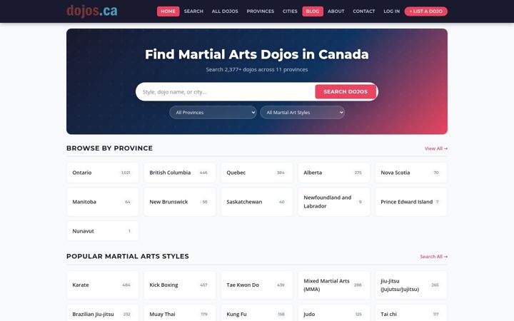 Screenshot of dojos.ca