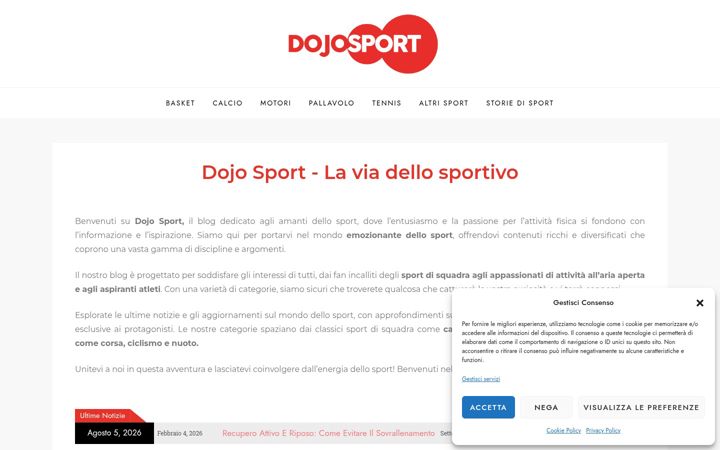 Kuvakaappaus sivustosta dojosport.it