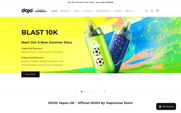 Screenshot of dojovape.co.uk
