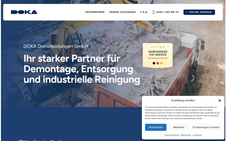 Screenshot of doka-dienstleistungen.de