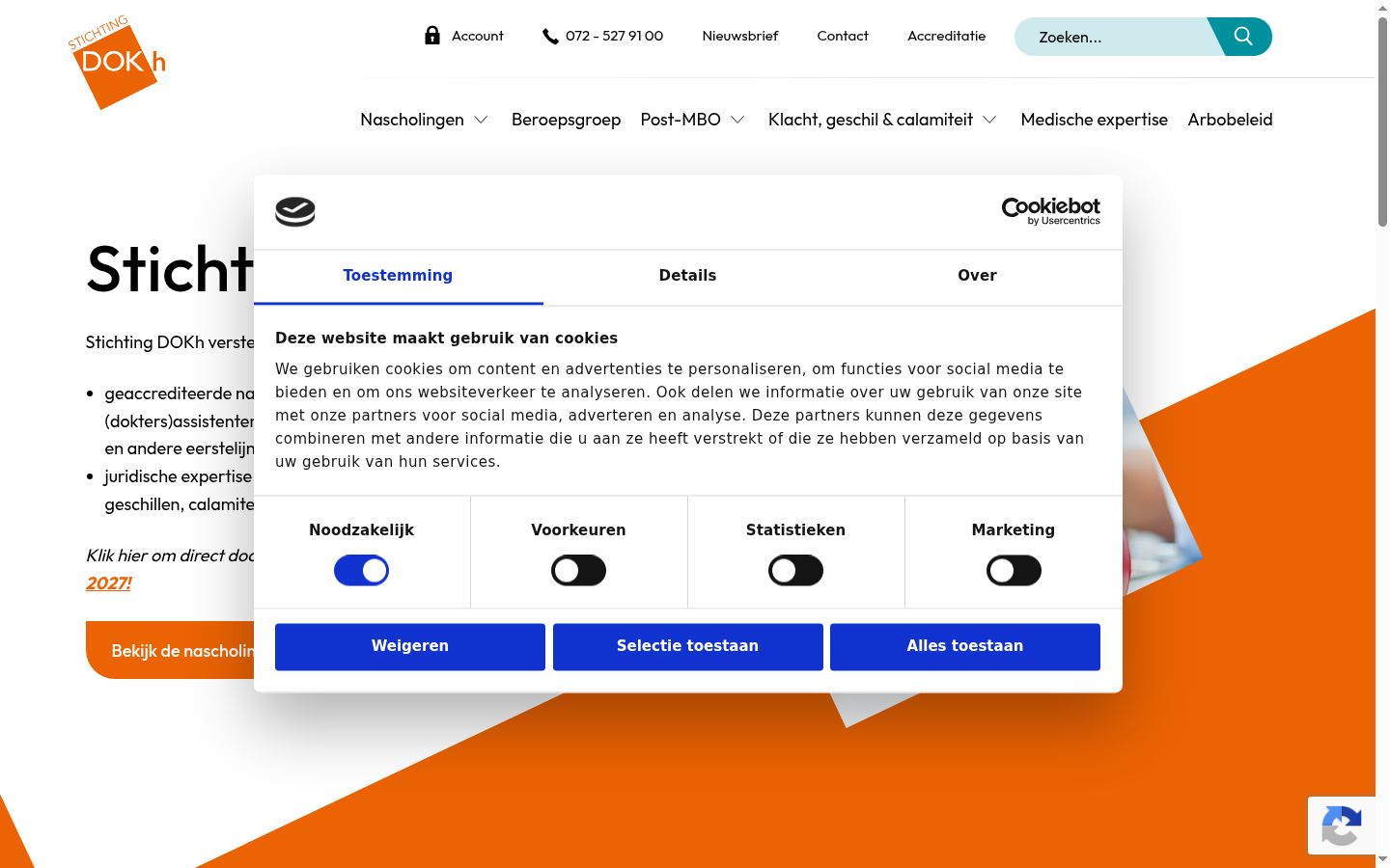 Captura de ecrã do banner de consentimento apresentado antes de qualquer interação
