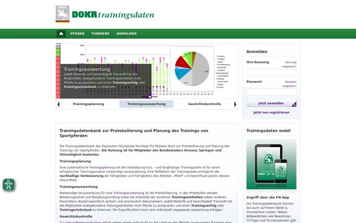 Screenshot of dokr-trainingsdatenbank.de