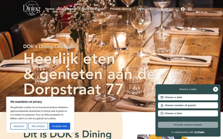 Skjámynd af doksdining.nl