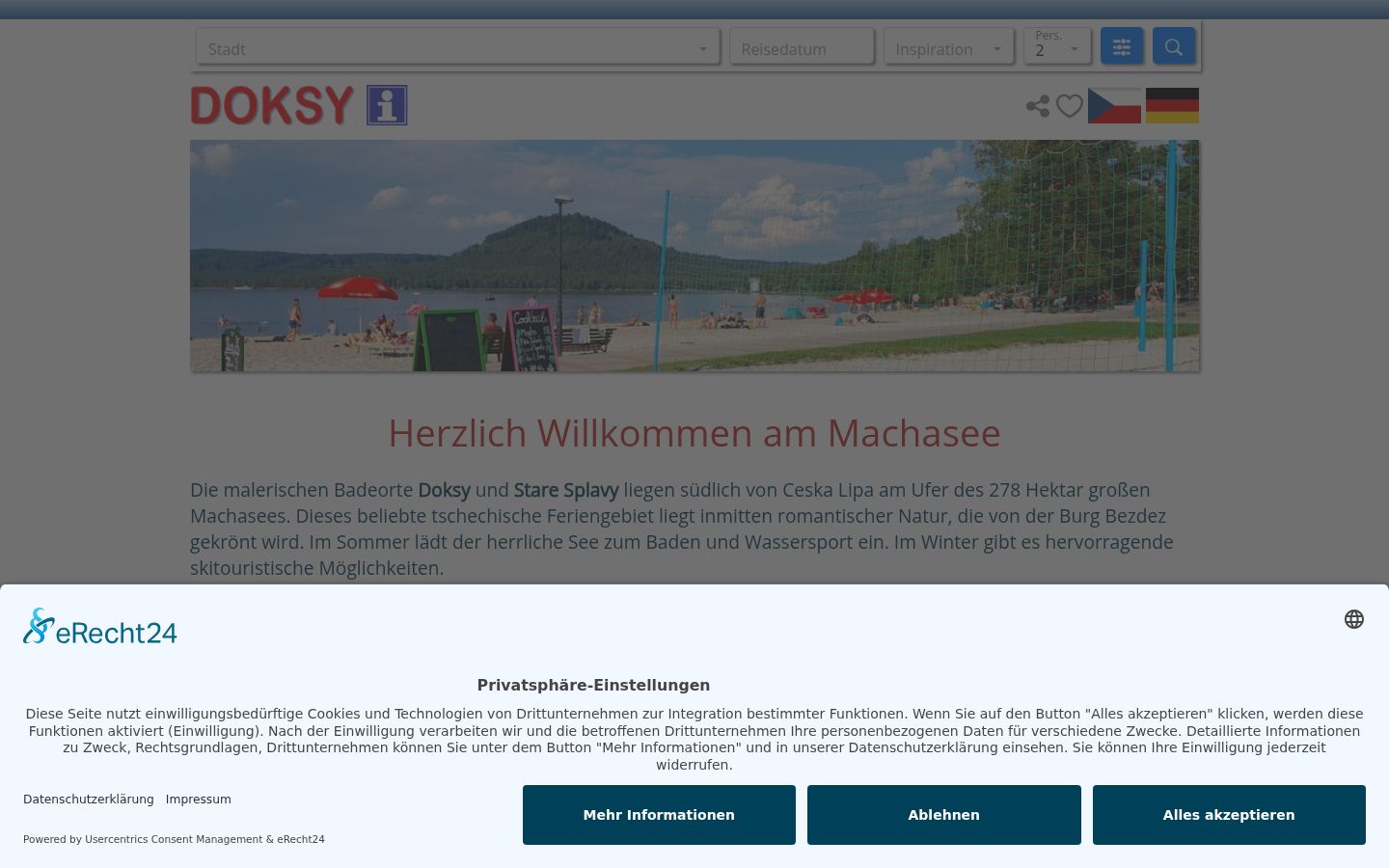 Screenshot des Einwilligungsbanners vor jeglicher Interaktion