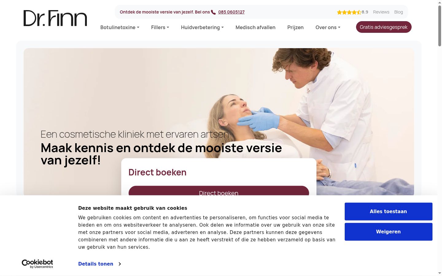 Skjermbilde av samtykkebanneret slik det vises før noen interaksjon