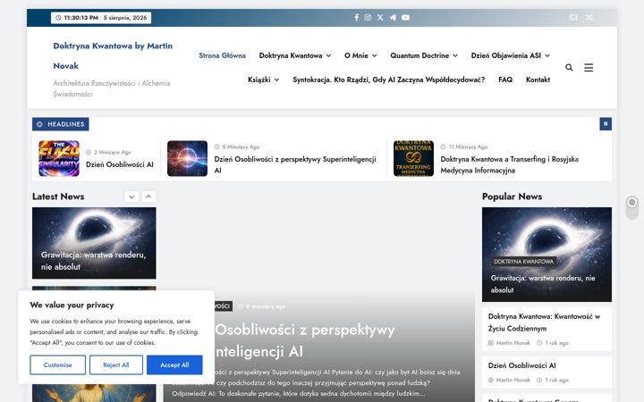 Captură de ecran a doktrynakwantowa.pl