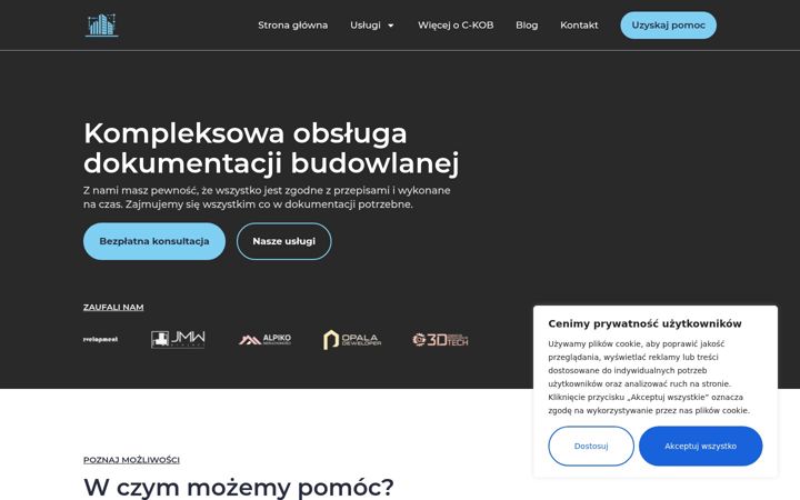Captură de ecran a dokumentacjabudowlana.pl