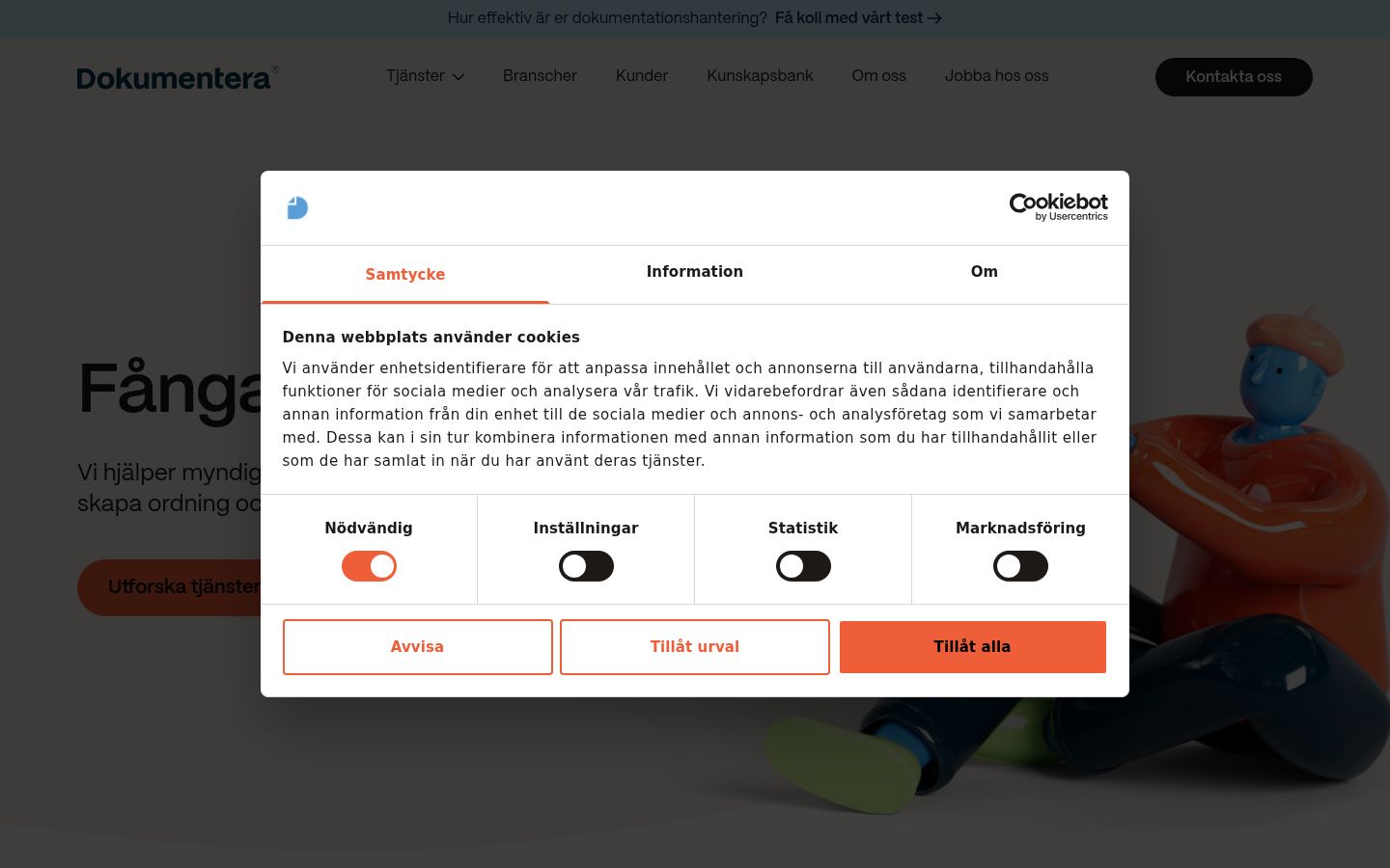 Screenshot del banner di consenso mostrato prima di qualsiasi interazione