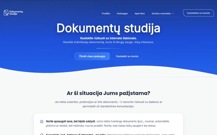 Snímek obrazovky dokumentustudija.lt