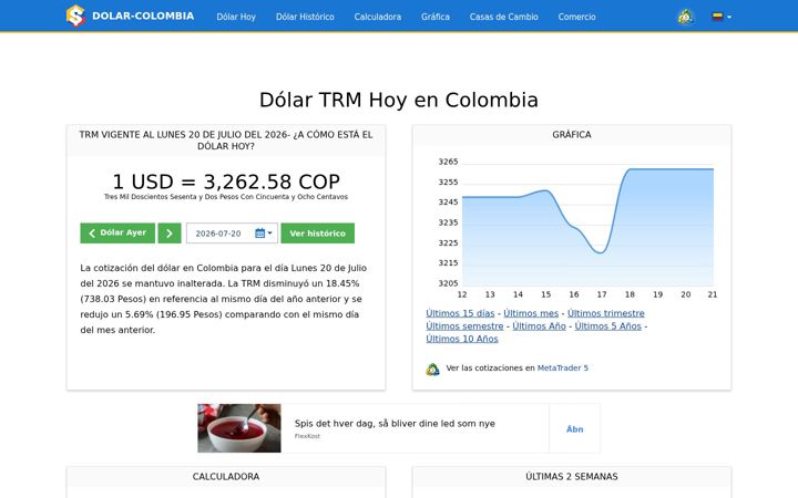 Screenshot of dolar-colombia.com