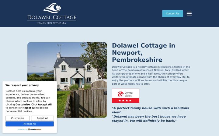 Screenshot of dolawel-cottage.co.uk