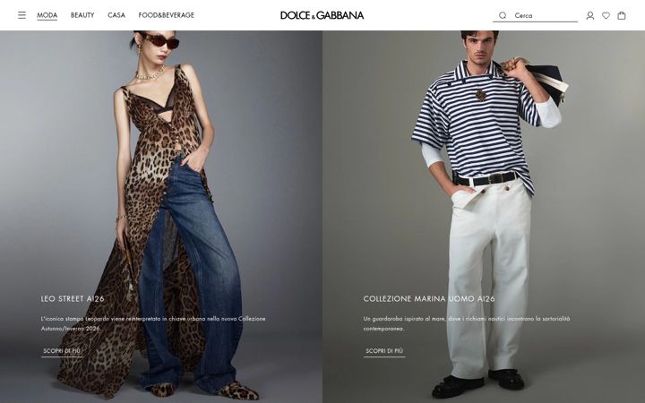Screenshot von dolcegabbana.it