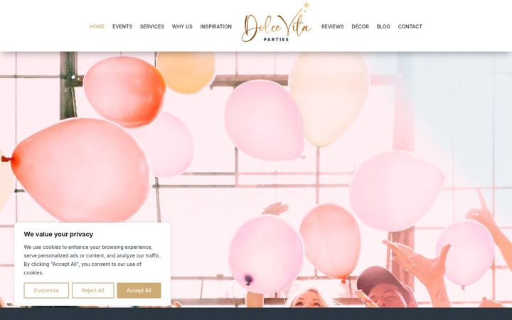 Screenshot of dolcevitaparties.com