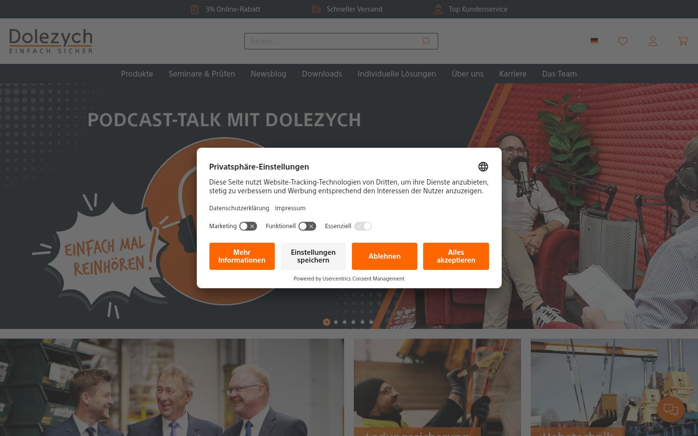 Screenshot del banner di consenso mostrato prima di qualsiasi interazione