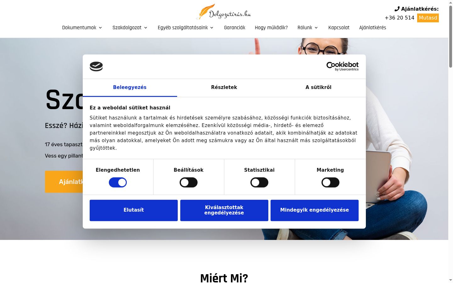 Screenshot of the consent banner shown before any interaction