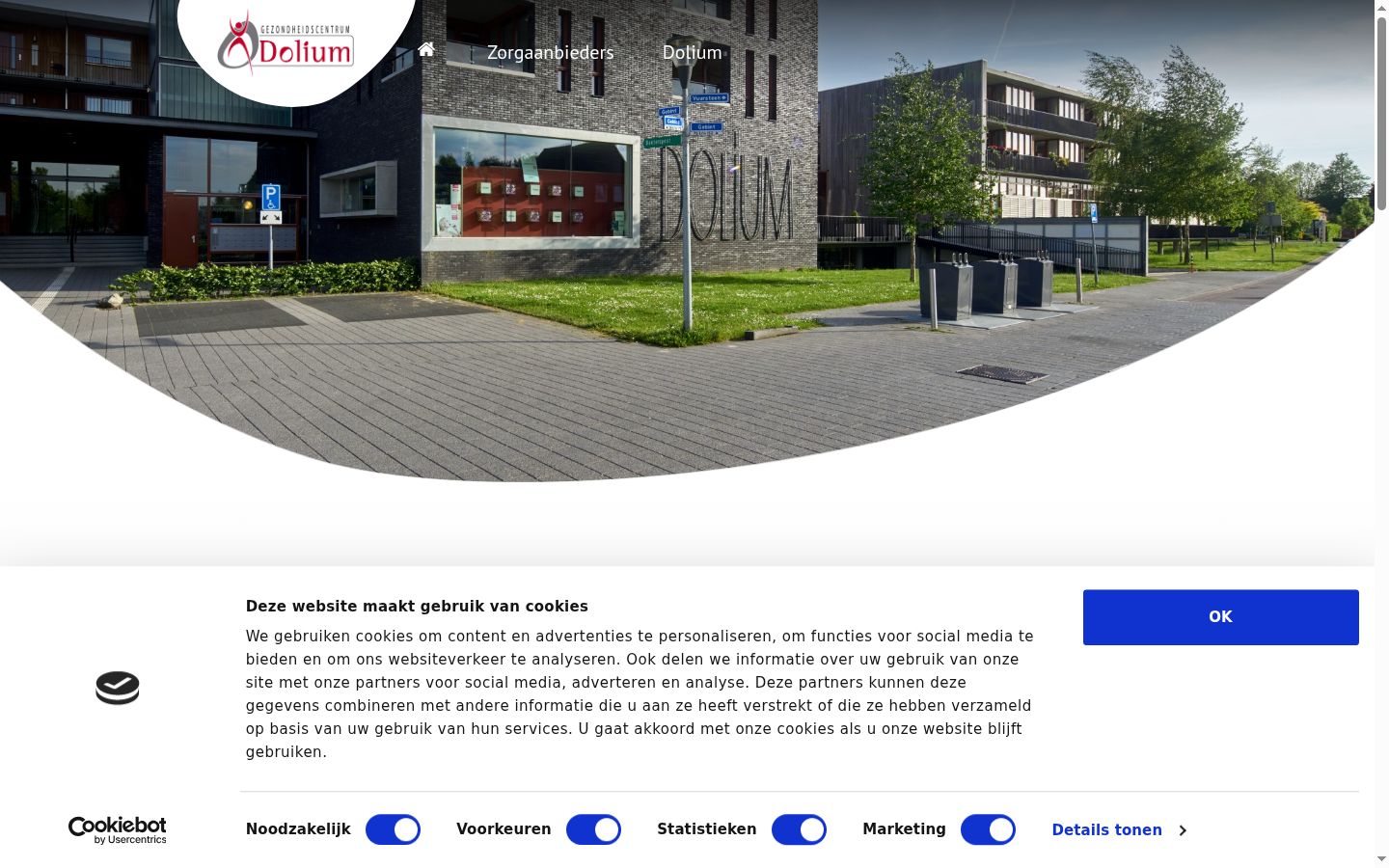 Screenshot van de toestemmingsbanner zoals getoond vóór enige interactie