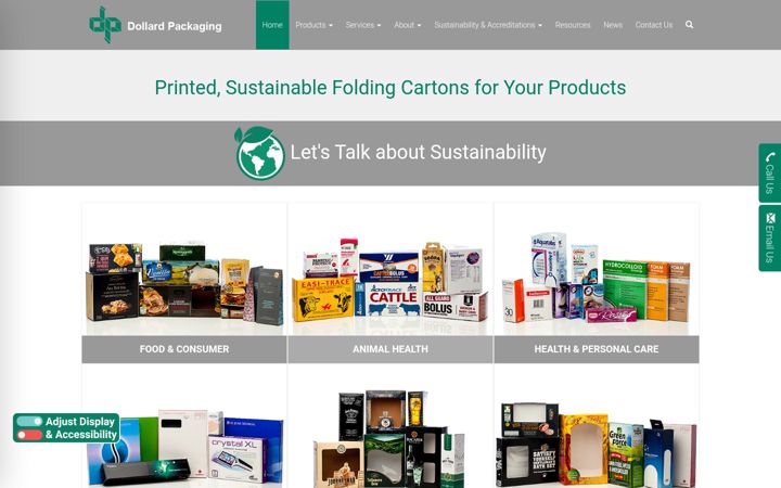 Snímek obrazovky dollard-packaging.ie