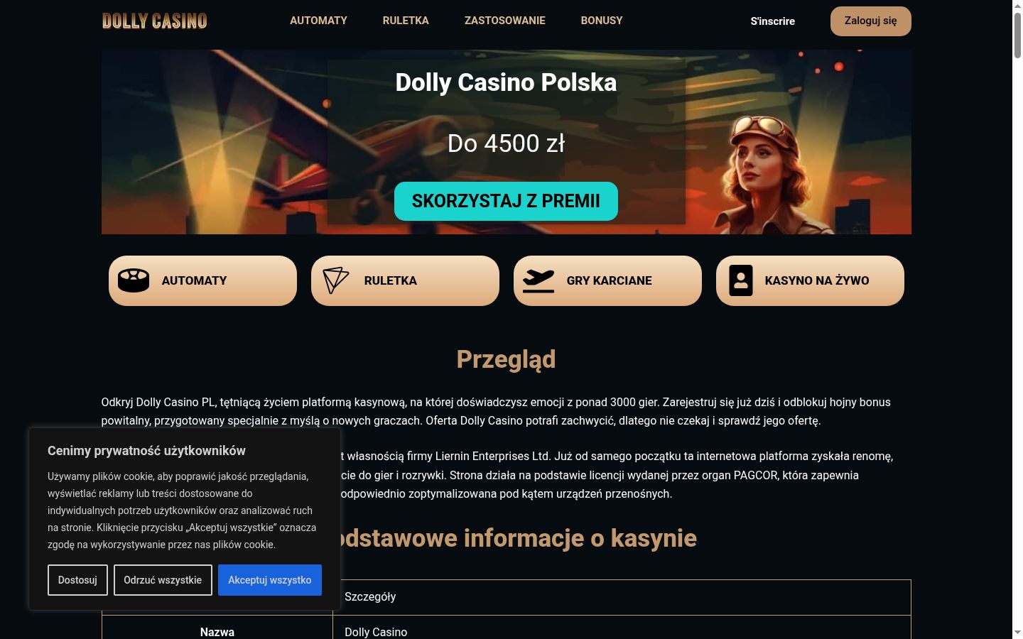 Snimka zaslona bannera za privolu prikazanog prije bilo kakve interakcije