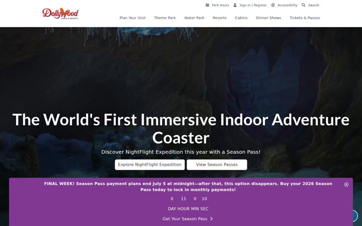 Screenshot of dollywood.com