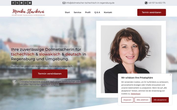 Captură de ecran a dolmetscher-tschechisch-in-regensburg.de