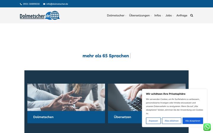 Screenshot of dolmetscher.de